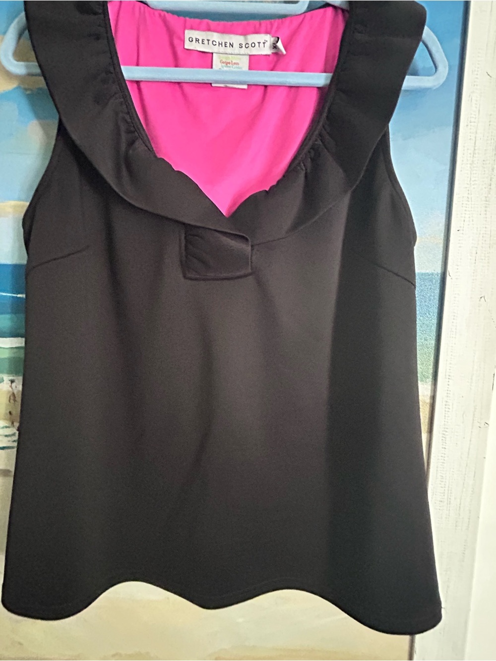 Gretchen Scott Designs Black Shell Top withPink Lining XL - Picture 2 of 5